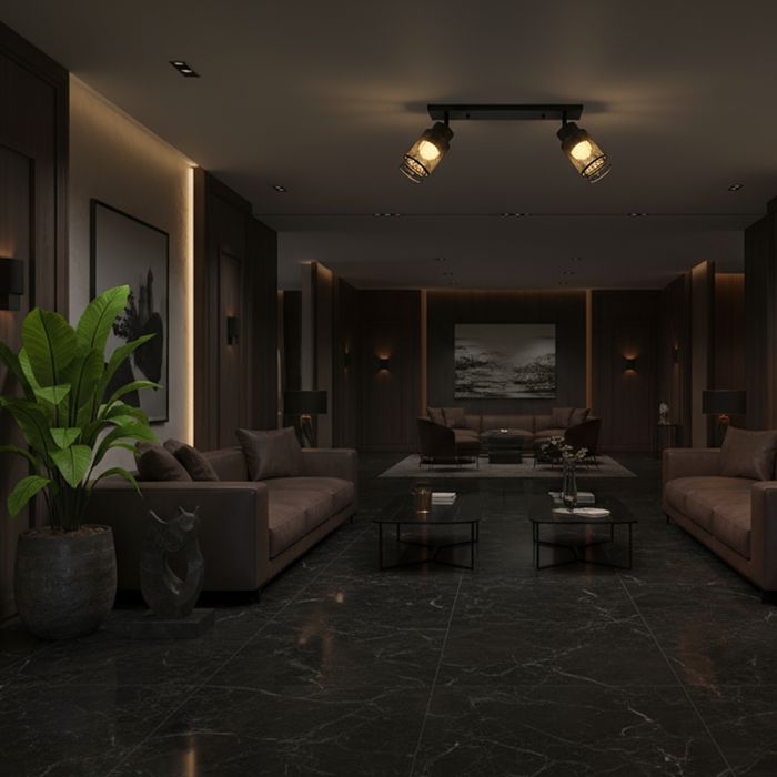 2x6W(1440Lm) LED dekoratīvais griestu gaismeklis, V-TAC, IP20, melns, silti balta gaisma 3000K