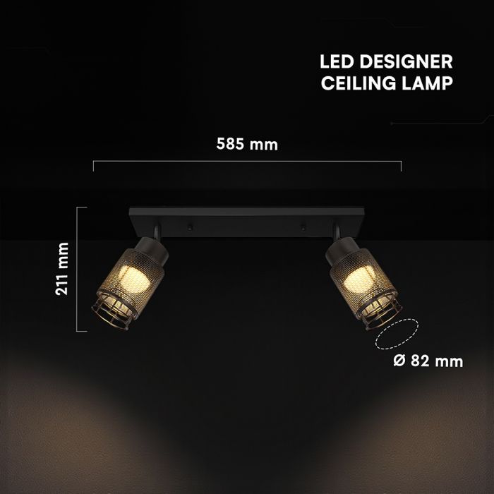 2x6W(1440Lm) LED dekoratīvais griestu gaismeklis, V-TAC, IP20, melns, silti balta gaisma 3000K