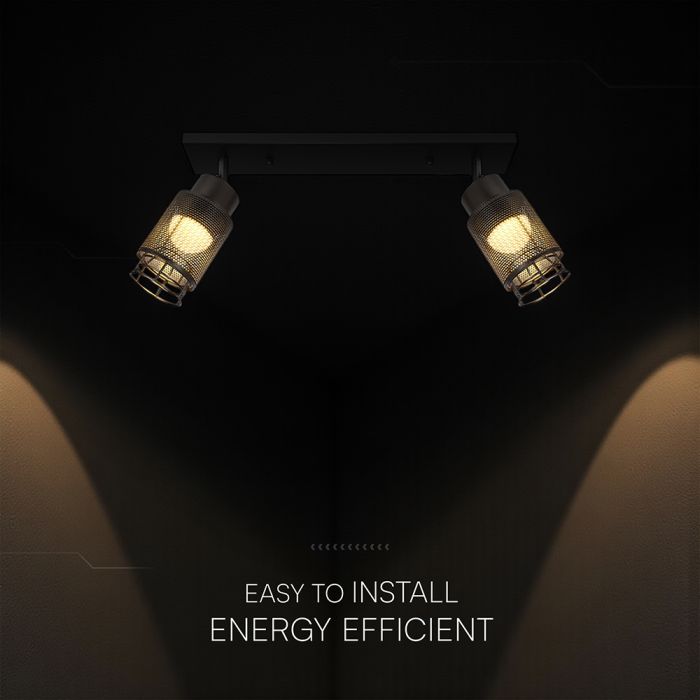 2x6W (1440 lm) LED decorative ceiling light, V-TAC, IP20, black, warm white light 3000K
