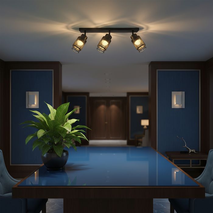 3x6W(2160Lm) LED dekoratīvais griestu gaismeklis, V-TAC, IP20, melns, silti balta gaisma 3000K