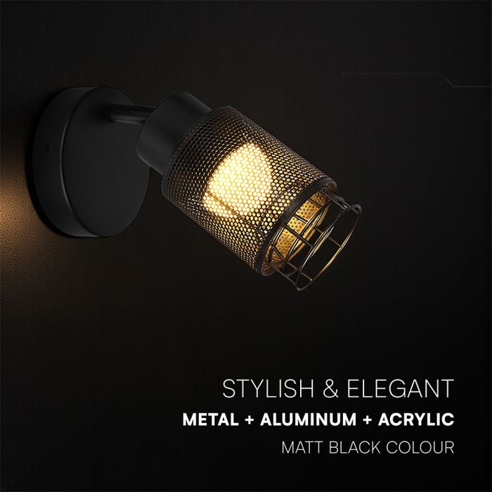 6W(720Lm) LED sienas gaismeklis, IP20, V-TAC, matēts melns, silti balta gaisma 3000K