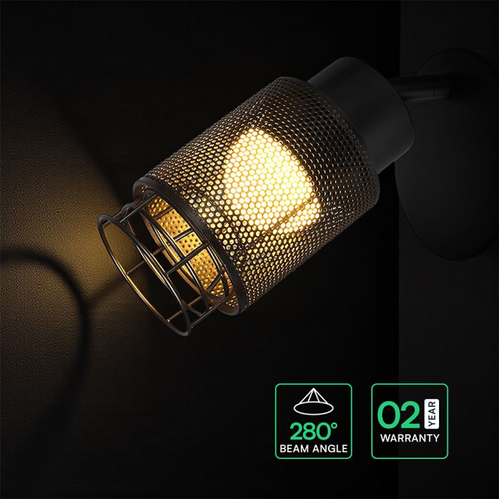 6W(720Lm) LED sienas gaismeklis, IP20, V-TAC, matēts melns, silti balta gaisma 3000K