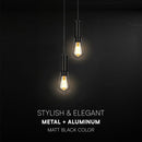 V-TAC VT-89017 dekoratīvā piekaramā lampa, 2xE27, līdz 60W, IP20, matēti melna, metāls/alumīnijs, 230x150x317mm, 220–240V, 2 gadu garantija