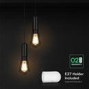 V-TAC VT-89017 dekoratīvā piekaramā lampa, 2xE27, līdz 60W, IP20, matēti melna, metāls/alumīnijs, 230x150x317mm, 220–240V, 2 gadu garantija