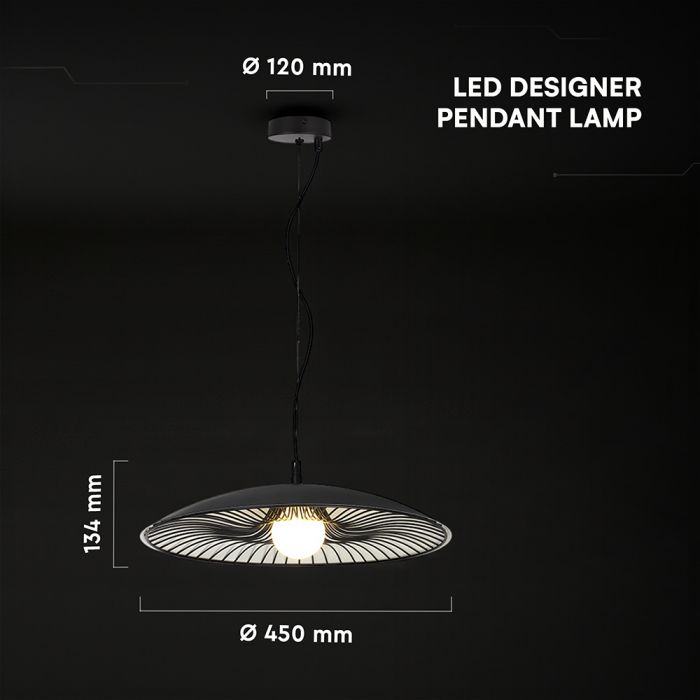 V-TAC VT-89018 dekoratīvā piekaramā lampa, G9, līdz 20W, IP20, melna/balta, metāls/stikls, 450x120x134mm, 220–240V, 2 gadu garantija