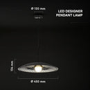 V-TAC VT-89018 dekoratīvā piekaramā lampa, G9, līdz 20W, IP20, melna/balta, metāls/stikls, 450x120x134mm, 220–240V, 2 gadu garantija