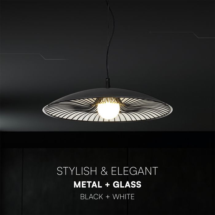 V-TAC VT-89018 dekoratīvā piekaramā lampa, G9, līdz 20W, IP20, melna/balta, metāls/stikls, 450x120x134mm, 220–240V, 2 gadu garantija