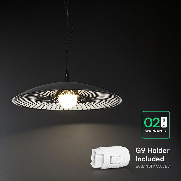 V-TAC VT-89018 dekoratīvā piekaramā lampa, G9, līdz 20W, IP20, melna/balta, metāls/stikls, 450x120x134mm, 220–240V, 2 gadu garantija