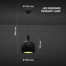 V-TAC VT-89020 dekoratīvā piekaramā lampa, E27, līdz 60W, IP20, melna, keramika/metāls, 280x218x1880mm, 220–240V