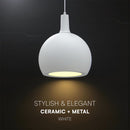 V-TAC VT-89020 dekoratīvā piekaramā lampa, E27, līdz 60W, IP20, balta, keramika/metāls, 280x218x1880mm, 220–240V, 2 gadu garantija