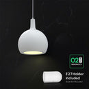 V-TAC VT-89020 dekoratīvā piekaramā lampa, E27, līdz 60W, IP20, balta, keramika/metāls, 280x218x1880mm, 220–240V, 2 gadu garantija