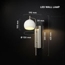10W(1200Lm) LED dekoratīvā sienas lampa, V-TAC VT-89021, SMD, 120Lm/W, IP20, balta/slīpēta niķeļa, 190x120x430mm, 220–240V, 280°, 2 gadu garantija, gaisma 3000K