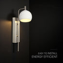 10W(1200Lm) LED dekoratīvā sienas lampa, V-TAC VT-89021, SMD, 120Lm/W, IP20, balta/slīpēta niķeļa, 190x120x430mm, 220–240V, 280°, 2 gadu garantija, gaisma 3000K