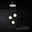 3x10W(3600Lm) LED dekoratīvā piekaramā lampa, V-TAC VT-89023, SMD, IP20, balta/slīpēta niķeļa, Ø120x150mm, griestu pamatne Ø250x30mm, 220–240V, 280°, 2 gadu garantija, gaisma 3000K