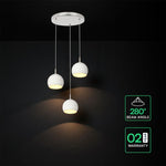 3x10W(3600Lm) LED dekoratīvā piekaramā lampa, V-TAC VT-89023, SMD, IP20, balta/slīpēta niķeļa, Ø120x150mm, griestu pamatne Ø250x30mm, 220–240V, 280°, 2 gadu garantija, gaisma 3000K