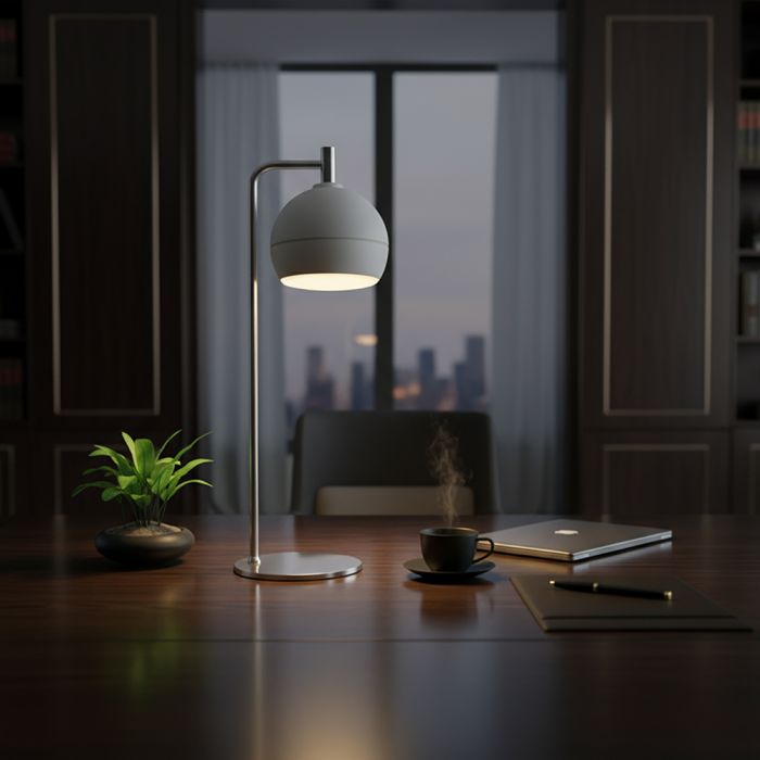 10W(1200Lm) LED dekoratīvā galda lampa, V-TAC VT-89022, SMD, 120Lm/W, IP20, balta/slīpēta niķeļa, 160x120x440mm, 220–240V, 280°, 2 gadu garantija, gaisma 3000K
