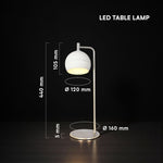 10W(1200Lm) LED dekoratīvā galda lampa, V-TAC VT-89022, SMD, 120Lm/W, IP20, balta/slīpēta niķeļa, 160x120x440mm, 220–240V, 280°, 2 gadu garantija, gaisma 3000K