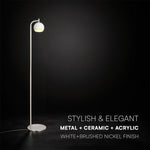 10W(1200Lm) LED dekoratīvā grīdas lampa, V-TAC VT-89024, SMD, 120Lm/W, IP20, balta/slīpēta niķeļa, 250x180x1410mm, 220–240V, 280°, 2 gadu garantija, gaisma 3000K