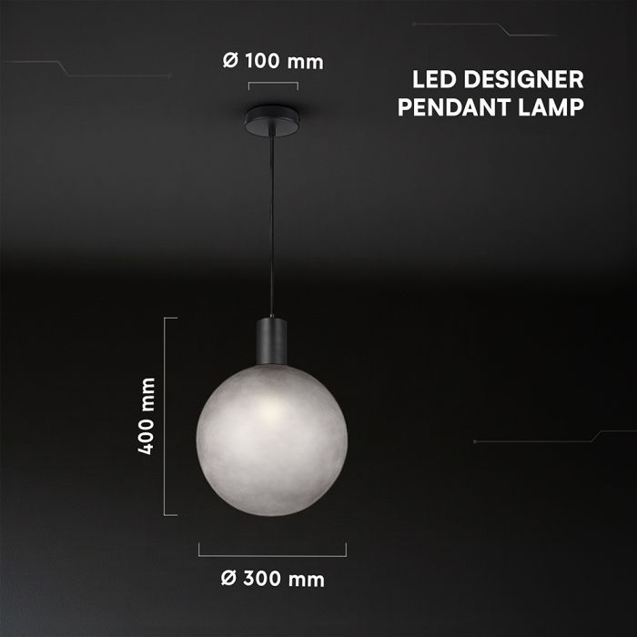 V-TAC VT-89025 dekoratīvā piekaramā lampa, E27, līdz 60W, IP20, smilšu pelēka/smilšu matēti melna, stikls/alumīnijs/metāls, 300x100x400mm, 220–240V