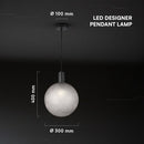 V-TAC VT-89025 dekoratīvā piekaramā lampa, E27, līdz 60W, IP20, smilšu pelēka/smilšu matēti melna, stikls/alumīnijs/metāls, 300x100x400mm, 220–240V