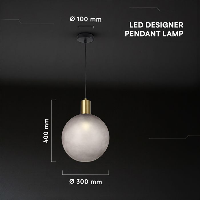 V-TAC VT-89025 dekoratīvā piekaramā lampa, E27, līdz 60W, IP20, smilšu pelēka/bronzas galvaniskā apdare, stikls/alumīnijs/metāls, 300x100x400mm, 220–240V, 2 gadu garantija