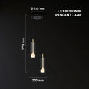 2x5W(1200Lm) LED dekoratīvā piekaramā lampa, V-TAC VT-89026, SMD, 120Lm/W, IP20, smilšu melna/zelta, 150x200x1770mm, 220–240V, 280°, 2 gadu garantija, gaisma 3000K