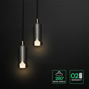 2x5W(1200Lm) LED dekoratīvā piekaramā lampa, V-TAC VT-89026, SMD, 120Lm/W, IP20, smilšu melna/zelta, 150x200x1770mm, 220–240V, 280°, 2 gadu garantija, gaisma 3000K