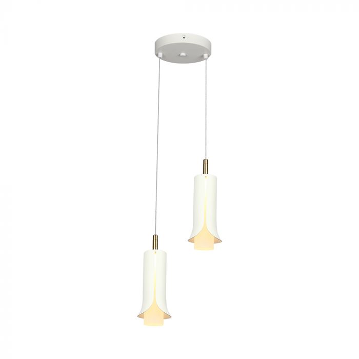 2x5W(1200Lm) LED dekoratīvā piekaramā lampa, V-TAC VT-89026, SMD, 120Lm/W, IP20, smilšu balta/zelta, 150x200x1770mm, 220–240V, 280°, 2 gadu garantija, gaisma 3000K