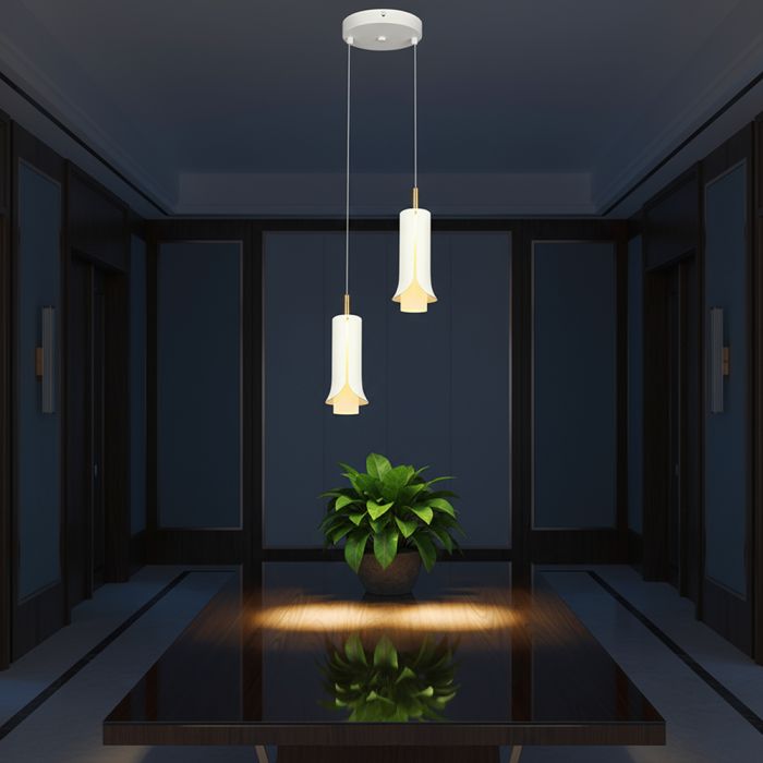 2x5W(1200Lm) LED dekoratīvā piekaramā lampa, V-TAC VT-89026, SMD, 120Lm/W, IP20, smilšu balta/zelta, 150x200x1770mm, 220–240V, 280°, 2 gadu garantija, gaisma 3000K