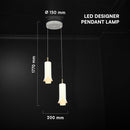 2x5W(1200Lm) LED dekoratīvā piekaramā lampa, V-TAC VT-89026, SMD, 120Lm/W, IP20, smilšu balta/zelta, 150x200x1770mm, 220–240V, 280°, 2 gadu garantija, gaisma 3000K