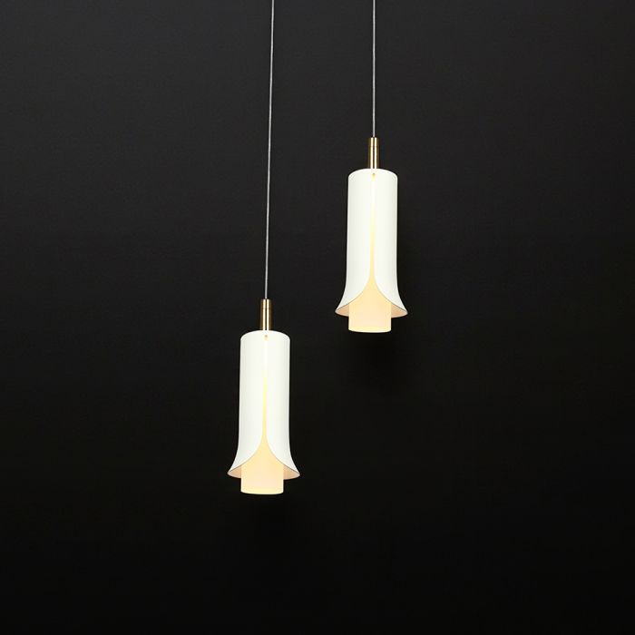 2x5W(1200Lm) LED dekoratīvā piekaramā lampa, V-TAC VT-89026, SMD, 120Lm/W, IP20, smilšu balta/zelta, 150x200x1770mm, 220–240V, 280°, 2 gadu garantija, gaisma 3000K