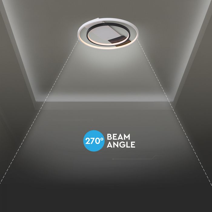 36W(4000Lm) LED dekoratīvais griestu plafons, V-TAC, IP20, ar tālvadības pulti, Balts/melns, 3IN1