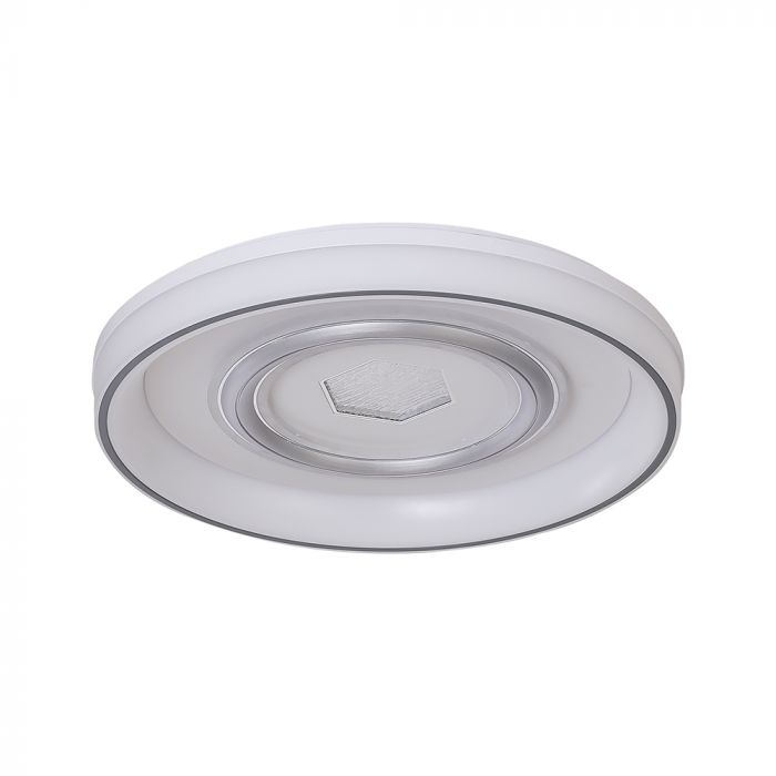55W(4480Lm) LED dekoratīvais griestu plafons, V-TAC, IP20, ar tālvadības pulti, apaļš, balts, dimmējams, 3IN1