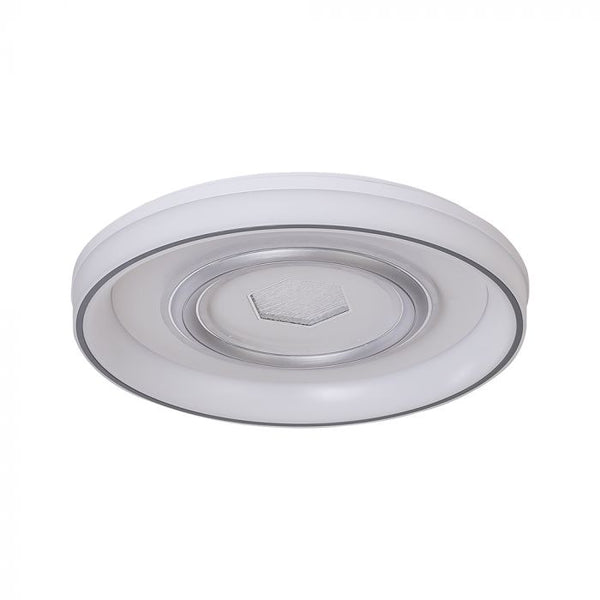 55W(4480Lm) LED dekoratīvais griestu plafons, V-TAC, IP20, ar tālvadības pulti, apaļš, balts, dimmējams, 3IN1