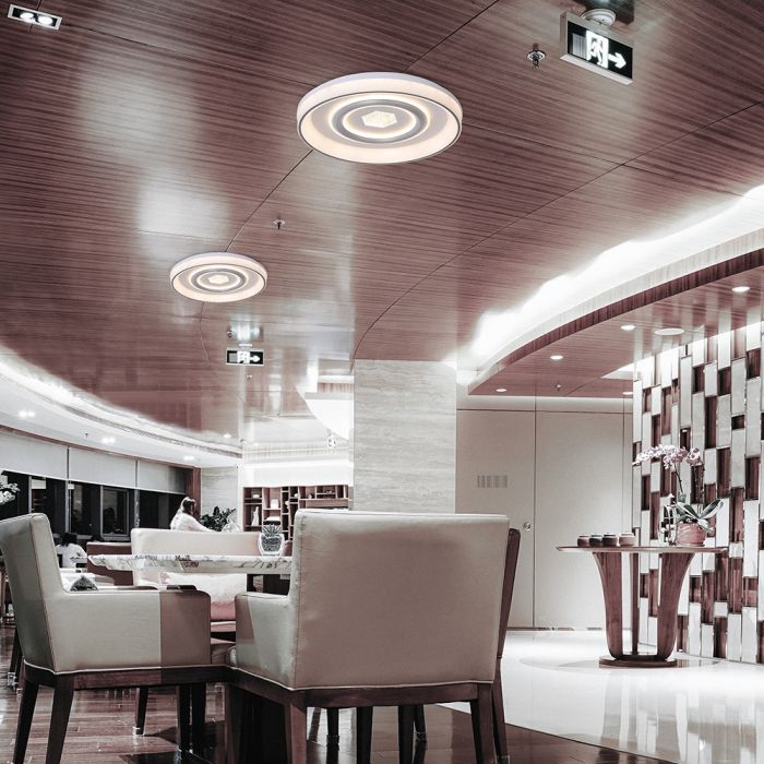 55W(4480Lm) LED dekoratīvais griestu plafons, V-TAC, IP20, ar tālvadības pulti, apaļš, balts, dimmējams, 3IN1