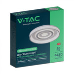 55W(4480Lm) LED dekoratīvais griestu plafons, V-TAC, IP20, ar tālvadības pulti, apaļš, balts, dimmējams, 3IN1