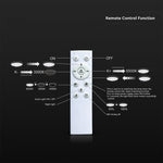 55W(4480Lm) LED dekoratīvais griestu plafons, V-TAC, IP20, ar tālvadības pulti, apaļš, balts, dimmējams, 3IN1