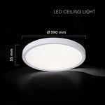 36W(3240Lm) LED dekoratīvs griestu gaismeklis, V-TAC VT-7737, SMD, IP20, balts/melns, Ø390x35mm, 220–265V, 160°, 2,4GHz RF tālvadība, dimmējams, 2 gadu garantija, regulējama gaisma 3000K–6500K