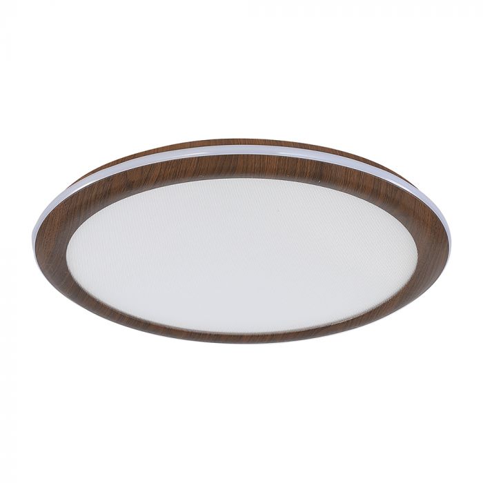 36W(2880Lm) LED dekoratīvs griestu gaismeklis, V-TAC VT-7738, SMD, IP20, koka imitācija, Ø410x30mm, 220–240V, 160°, 2,4GHz RF tālvadība, dimmējams, 2 gadu garantija, CCT 3000K/4500K/6500K