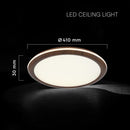 36W(2880Lm) LED dekoratīvs griestu gaismeklis, V-TAC VT-7738, SMD, IP20, koka imitācija, Ø410x30mm, 220–240V, 160°, 2,4GHz RF tālvadība, dimmējams, 2 gadu garantija, CCT 3000K/4500K/6500K