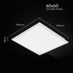 120Lm/W  40W(4800Lm) LED panelis 600x600mm, V-TAC, IP20, neitrāli balta gaisma 4000K