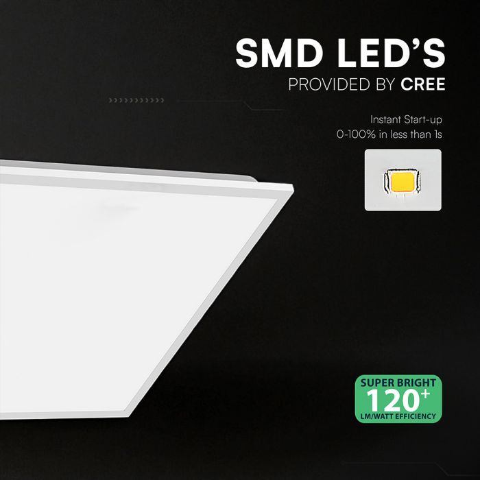 6 gadi garantija CREE 40W(4800Lm) 120Lm/W LED panelis 600x600mm, V-TAC, IP20, neitrāli balta gaisma 4000K