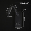 3W(120Lm) LED sienas lasāmlampa, V-TAC VT-88064, SMD CREE, USB/PD ātrā uzlāde līdz 20W, IP20, melna, 150x60x286mm, 220–240V, 30°, gaisma 3000K