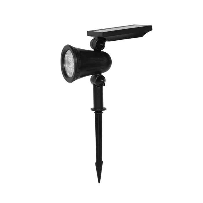 1,54W(180Lm) LED saules dārza gaismeklis ar zemes mietiņu, V-TAC VT-50154, SMD, IP54, melns, 93x480x115mm, 5,5V, 2200mAh, 50°, 2 gadu garantija, silti balta gaisma 3000K