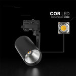 20W(1620Lm) LED COB sliežu gaismeklis, V-TAC VT-11122, COB-CREE, 81Lm/W, IP20, IK03, melns, 205x95x75mm, 20°, 6 gadu garantija, auksti balta gaisma 6400K