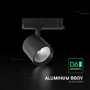 30W(2845Lm) LED COB sliežu gaismeklis, V-TAC VT-11130, COB-CREE, 95Lm/W, IP20, IK03, melns, 155x162x91mm, 36°, 6 gadu garantija, silti balta gaisma 3000K