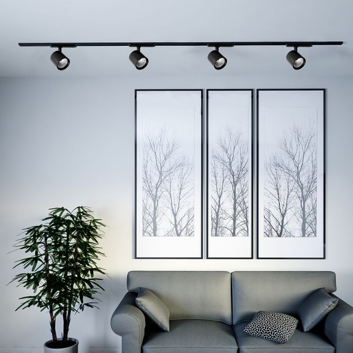 36W(3302Lm) LED COB-CREE Chip 4 joslu sliežu gaismeklis, IP20, V-TAC, melns, silti balta gaisma 3000K