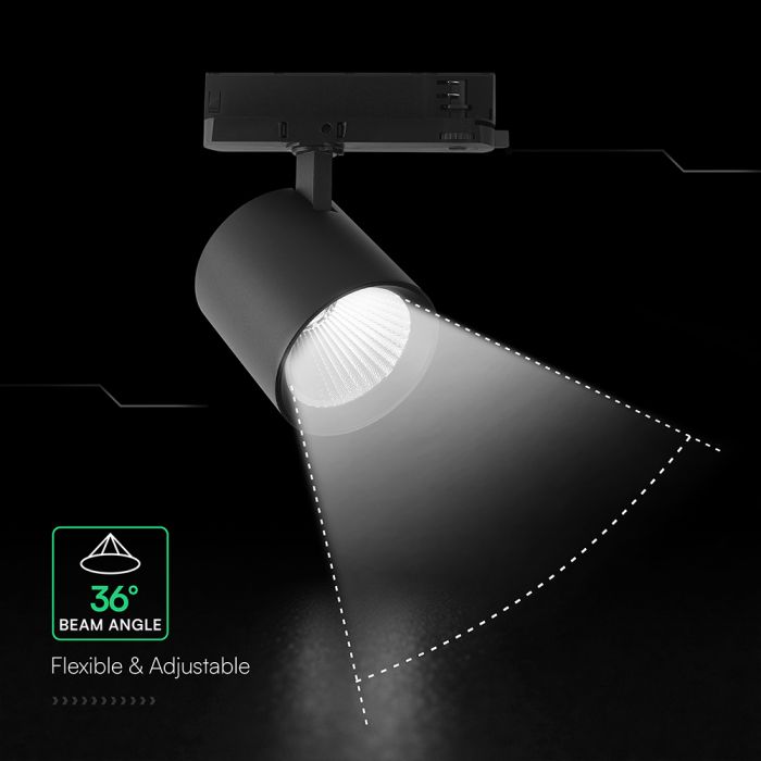 36W(3302Lm) LED COB-CREE Chip 4 joslu sliežu gaismeklis, IP20, V-TAC, melns, silti balta gaisma 3000K