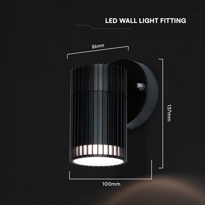 MAX 10W GU10 LED fasādes gaismekļa karkass, V-TAC, IP44, alumīnija, melns,