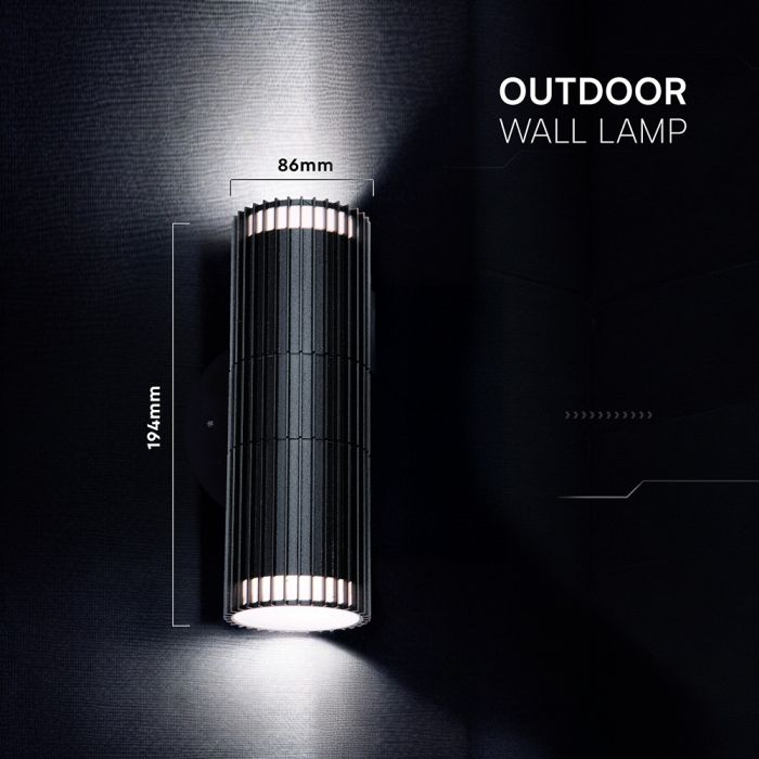 10Wx2 GU10 LED fasādes gaismeklis, V-TAC, IP44, alumīnija, melns